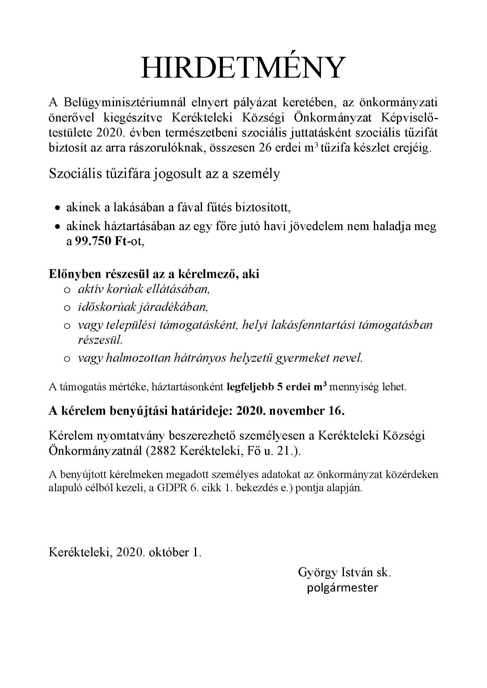 HIRDETMENY 2020 Kerkteleki