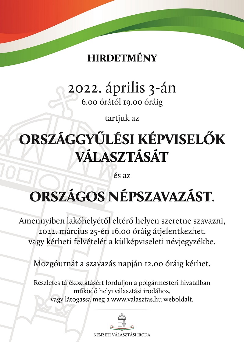 Hirdetmeny 2022 evi valasztasra