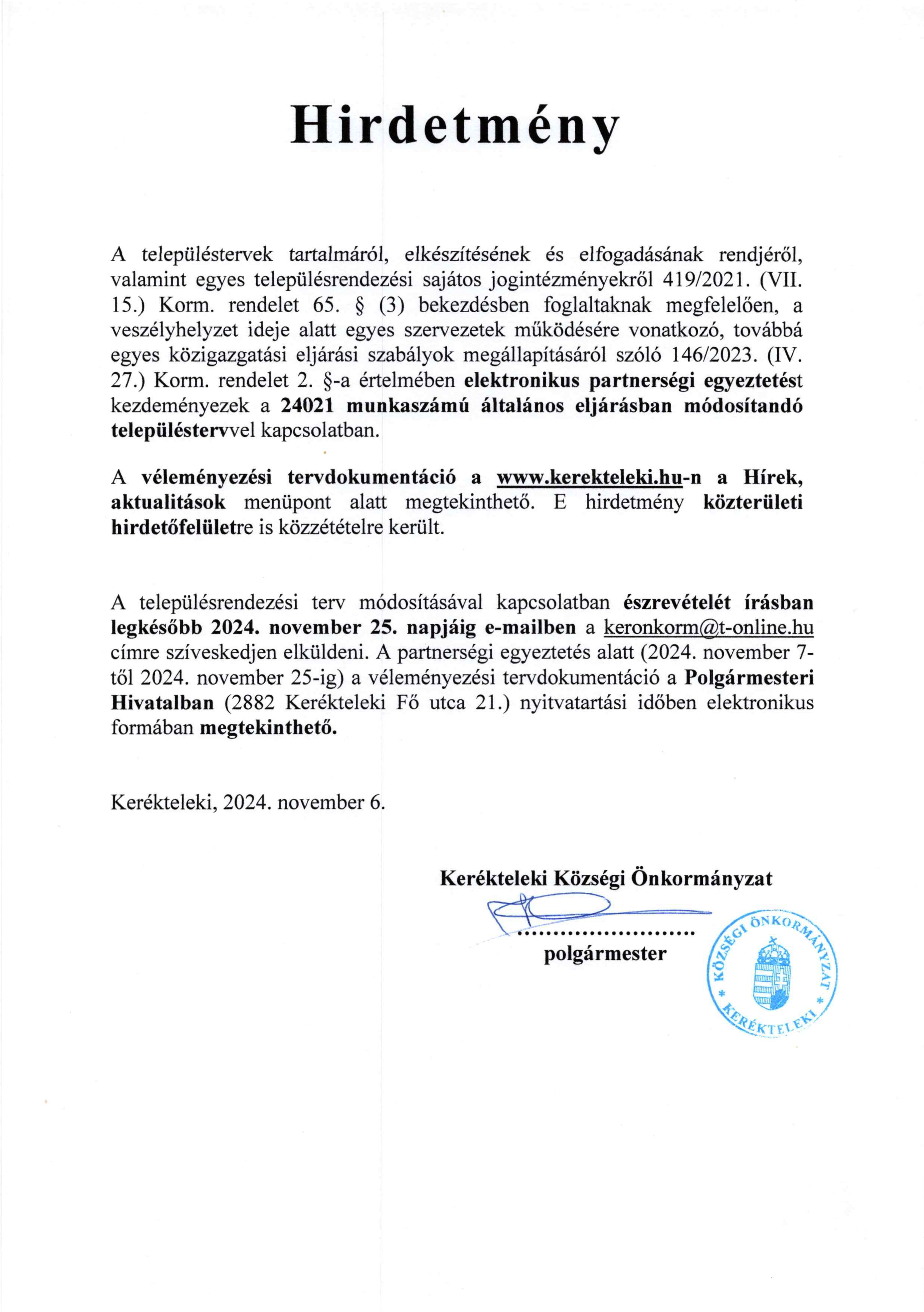 Partnersegi egyeztetes hirdetmeny